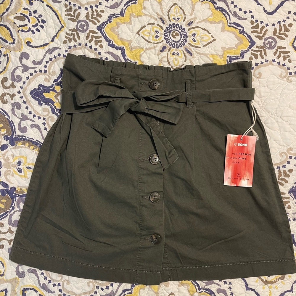 Ci Sono Olive Button-Front Skirt